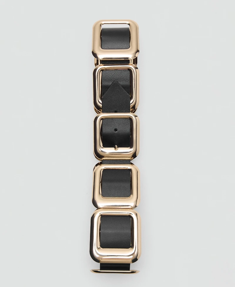 Mango Women's Square Design Leather Belt