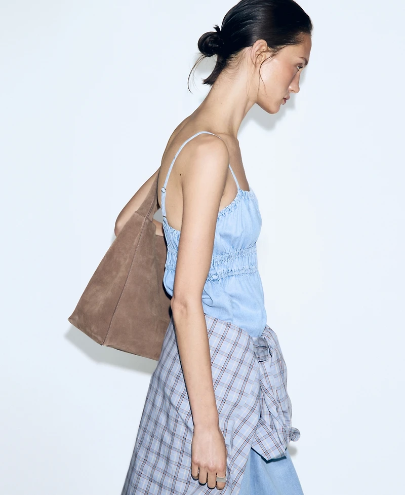 Mango Women's Lyocell Ruched Denim Dress