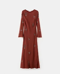 Mango Women's Embroidered Crystal Bell-Sleeve Dress