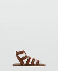 Mango Women's Straps And Buckles Leather Sandals