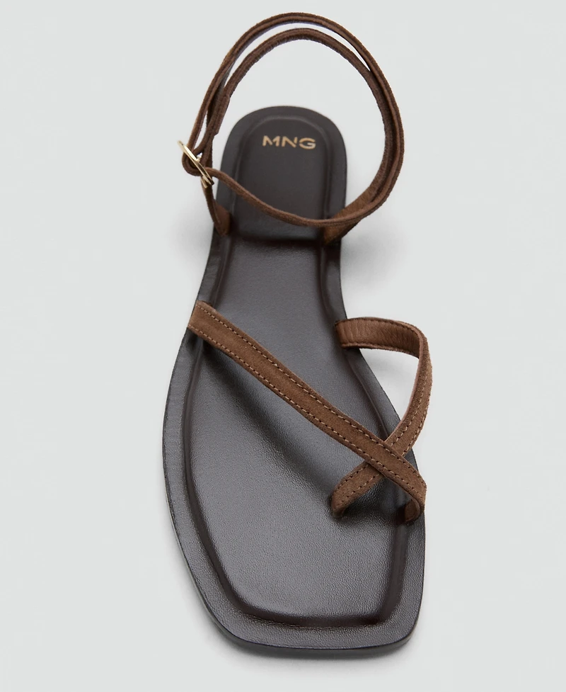 Mango Women's Crossed Straps Leather Sandals