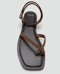 Mango Women's Crossed Straps Leather Sandals