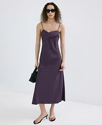 Mango Women's Crossed Neckline Midi Dress