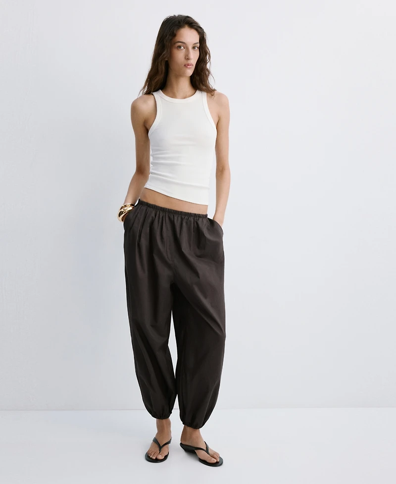 Mango Women's Baggy Cotton Pants