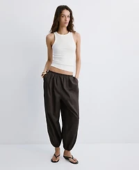 Mango Women's Baggy Cotton Pants