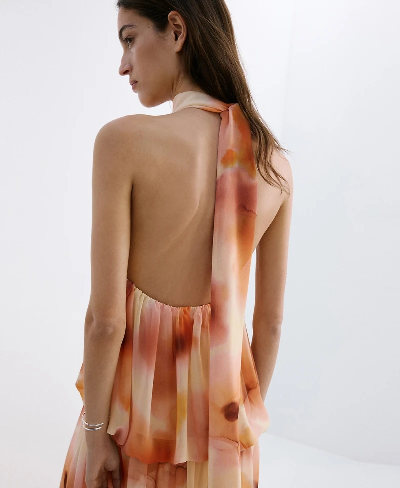 Mango Women's Halter-Neck Printed Dress