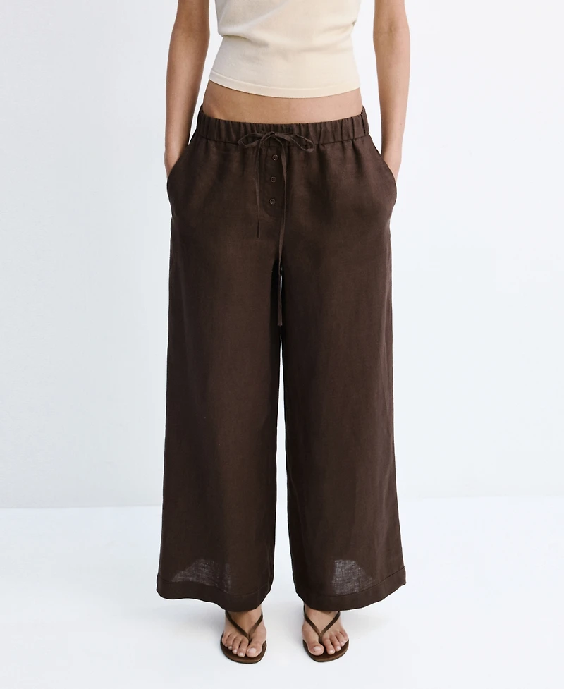 Mango Women's Buttons Linen Pants