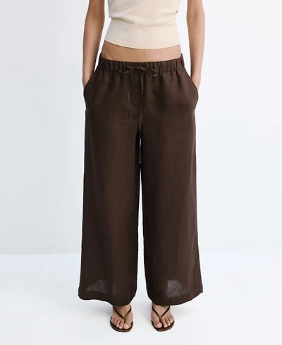 Mango Women's Buttons Linen Pants