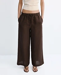 Mango Women's Buttons Linen Pants