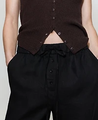 Mango Women's Buttons Linen Pants