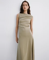 Mango Women's Asymmetrical Draped Dress