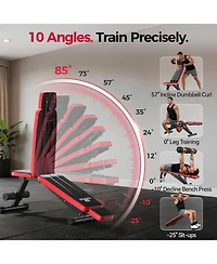 Fed Fitness Adjustable Weight Bench, 660LBS Heavy Duty Workout Bench with Headrest and 8 Backrest Angles, Foldable Strength Training Bench Home Gym