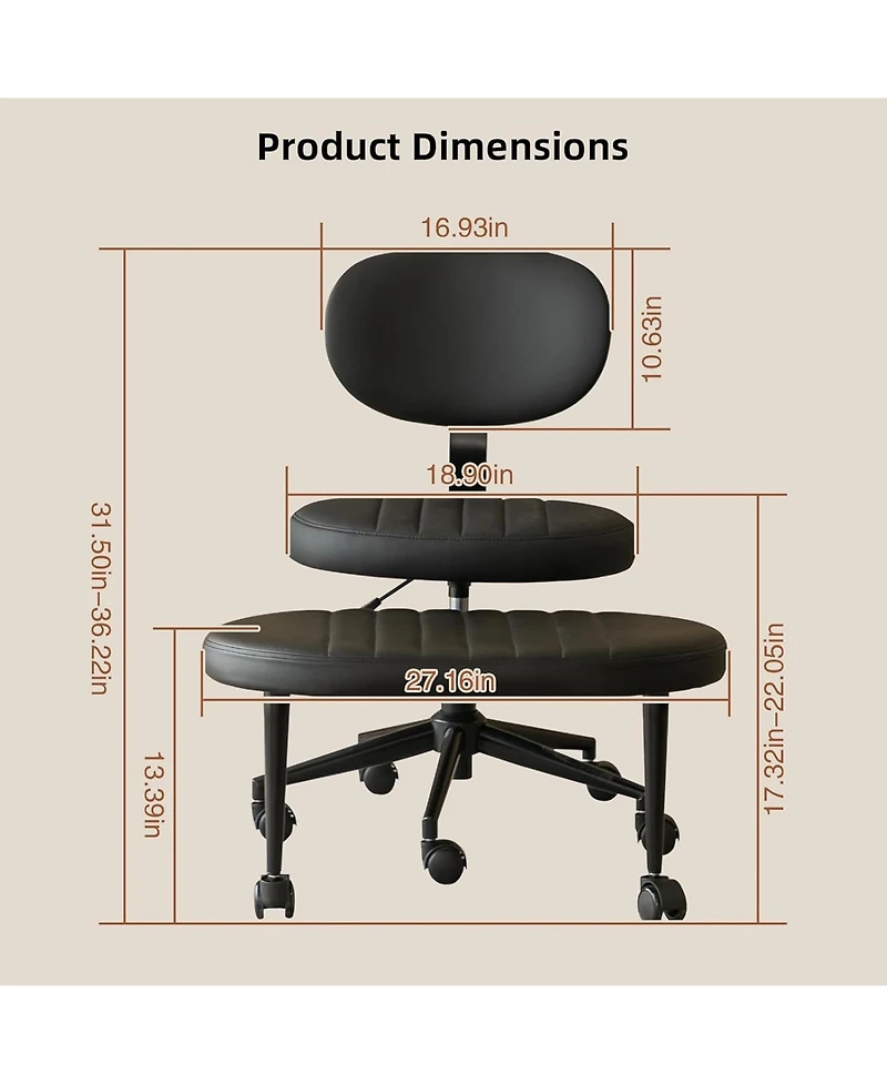 Rainsken 360° Swivel Meditation Chair, Adjustable Ergonomic Office Chair, Adhd Fidget Desk Chair with Lumbar Support, Rolling Base for Home