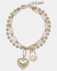 On 34th Heart & Padlock Double Chain Charm Bracelet, Macy's Exclusive