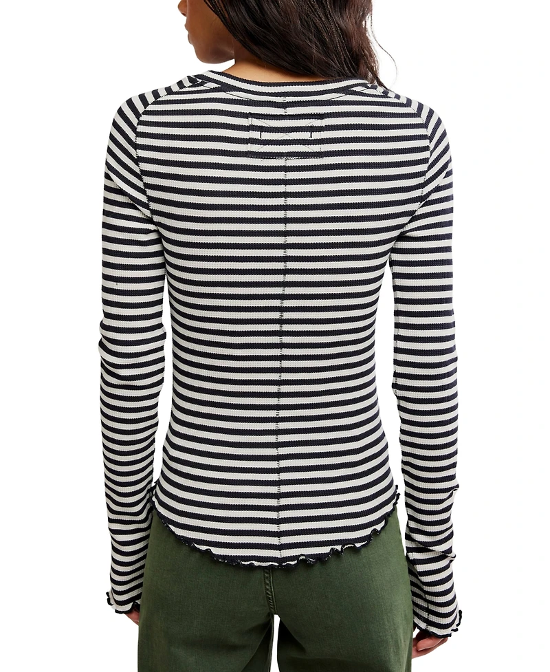 Free People Women's We The Easy Does It Long-Sleeve Striped T-Shirt