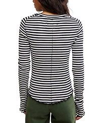 Free People Women's We The Easy Does It Long-Sleeve Striped T-Shirt