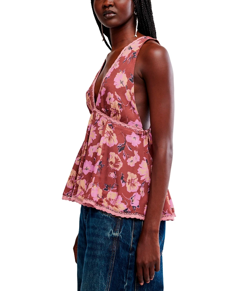 Free People Women's Rome Printed V-Neck Tank Top