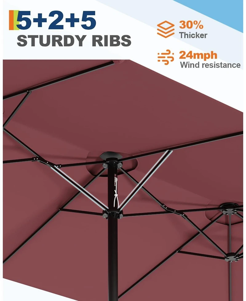 gaomon 3-Head Outdoor Patio Umbrella for Poolside, Lawn and Backyard, Without Base