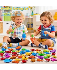 Gnuadz Magnetic Fishing Toy Rod Set Floating Fish Pool Bath Water Game