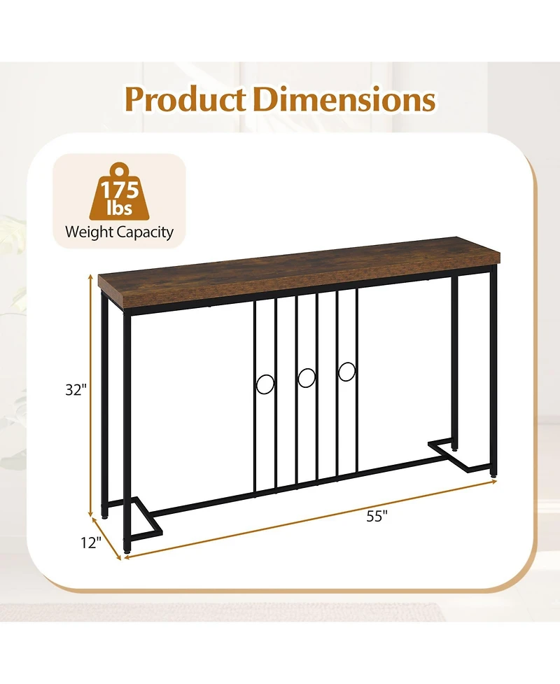 Slickblue Industrial 55" Console Table with Sturdy H-Frame Design