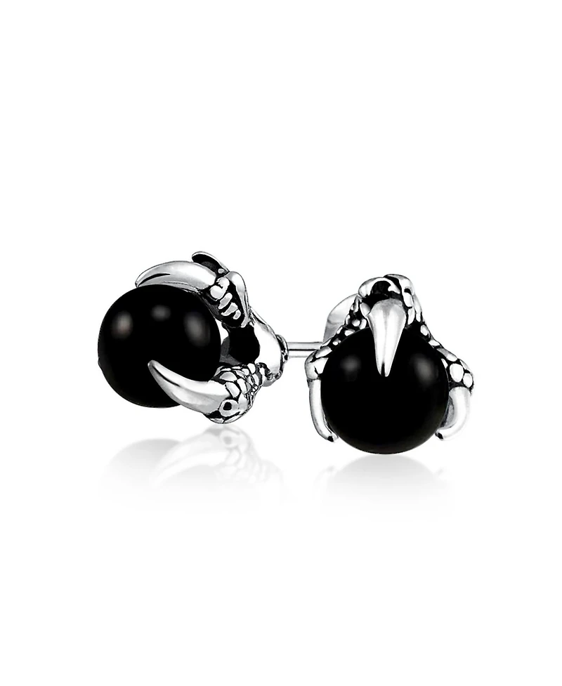 Bling Jewelry Gothic Punk Biker Dragon Claw Stud Earrings Ball Orb Stainless Steel