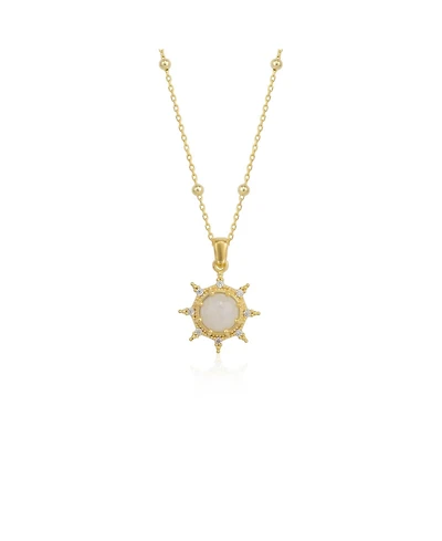 Spero London Moonstone Sun Sterling Silver Pendant Necklace With Beaded Chain