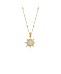 Spero London Moonstone Sun Sterling Silver Pendant Necklace With Beaded Chain