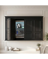 Homsee Tv Cover Retro Dust Protector and Media Console | Foldable and Wall-Ventilated Tv Cabinet
