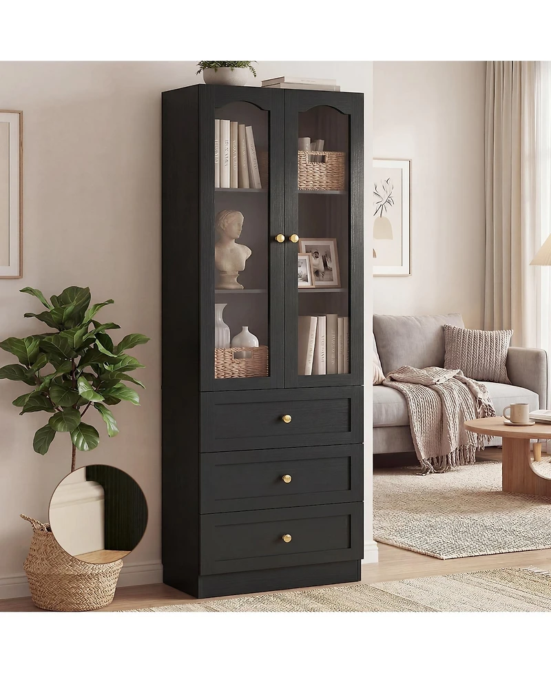 Aheaplus 80" Tall Wooden Pantry Cabinet with Doors and Drawers, Freestanding Kitchen Storage