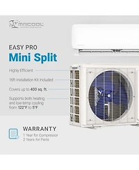Mrcool Easy Pro 9K Btu Diy Ductless Mini-Split Air Conditioner Heat Pump System