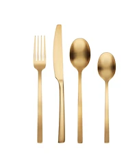 Cambridge Silversmiths Beacon Gold Satin 16-Piece Flatware Set