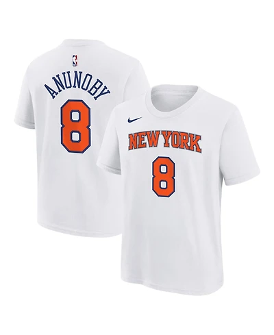 Nike Big Boys and Girls Og Anunoby White New York Knicks Association Name Number T-Shirt