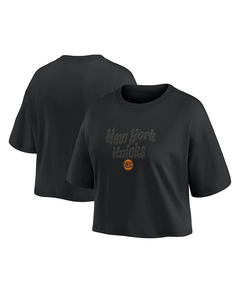 Fanatics Women's New York Knicks Blackout Wave Cropped Top