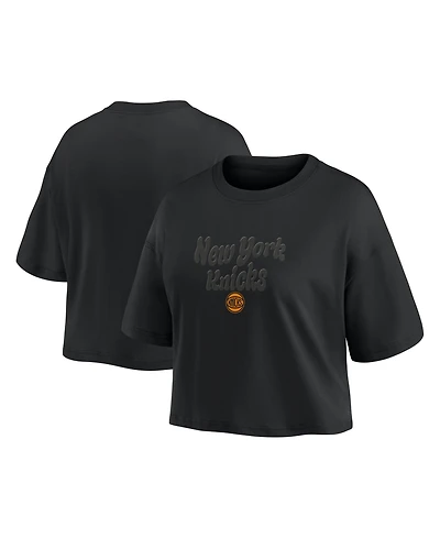 Fanatics Women's New York Knicks Blackout Wave Cropped Top
