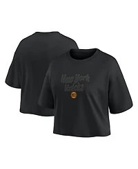 Fanatics Women's New York Knicks Blackout Wave Cropped Top