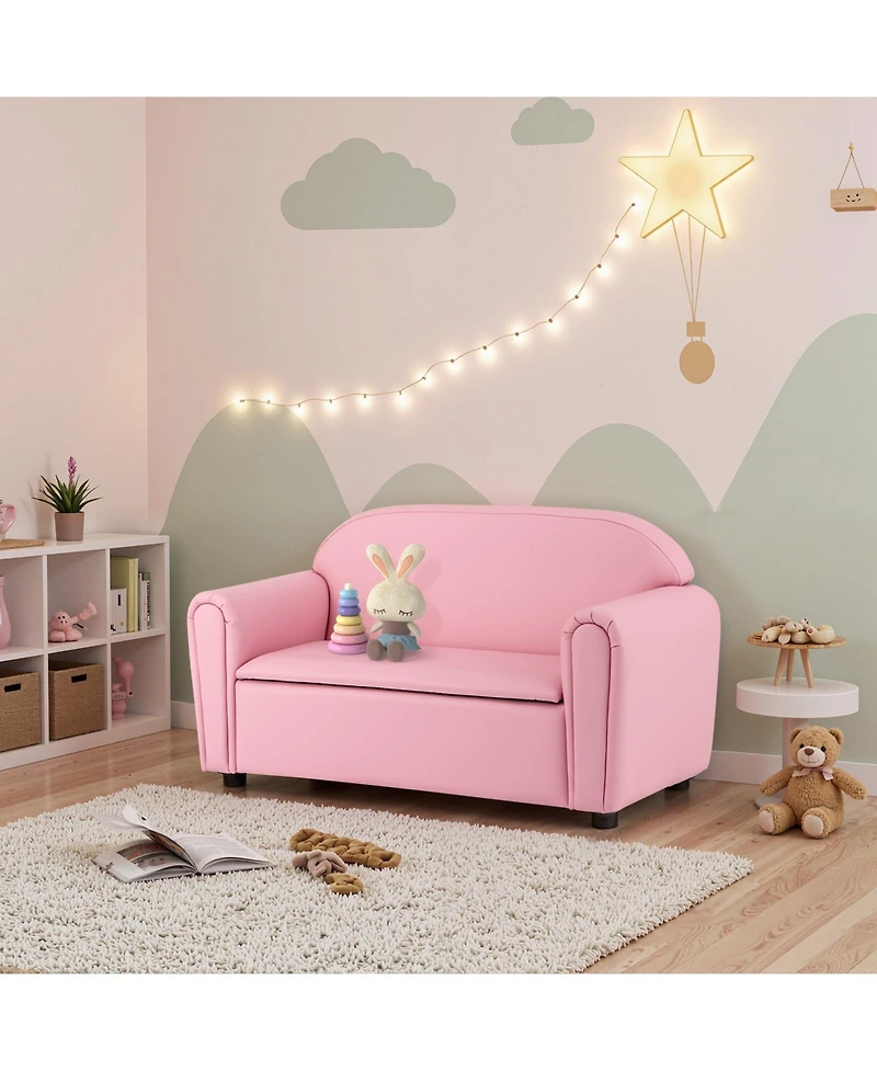 Gouun Kids Sofa Armrest Chair with Built-In Storage Compartment, Pvc Cover