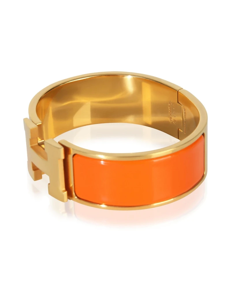 Pre-Owned Hermes Gold-Plated Clic Clac In Orange Fruite Bracelet