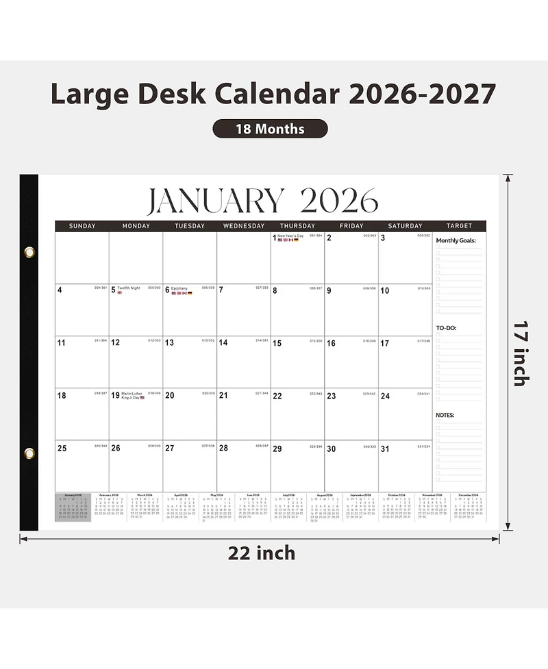 Gnuadz 2026 Desk Calendar Monthly Desktop Wall Planner