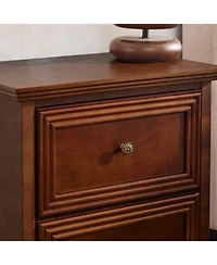 Rainsken 22.9" Retro Night Stands, with Charging Station and Outlet Hole and 2 Drawers, Side Cabinet, for Living Room Entryway Reception Room