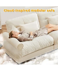 Rainsken 93.7" Loveseat Sofa, Modular Sectional Sofa, Velvet 2-Seater Couch with Bolstered Armrests, Waist Pillows and Throw Pillows for Living Room