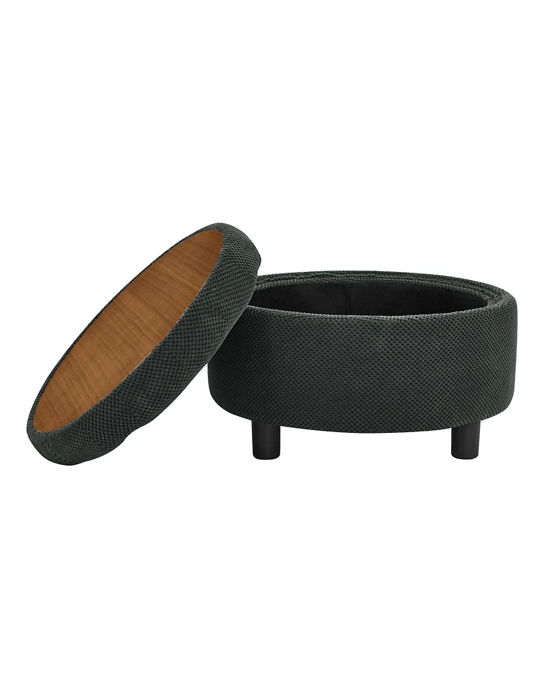 Rainsken 25 Inch Round Storage Ottoman