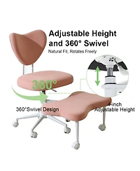 Rainsken Meditation chair, Velvet fabric, with lumbar support and a height, Heart-Shaped Backrest, Adjustable Height, for Office, Study