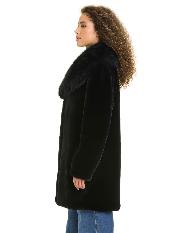 Jones New York Women's Shawl-Collar Faux-Fur Coat