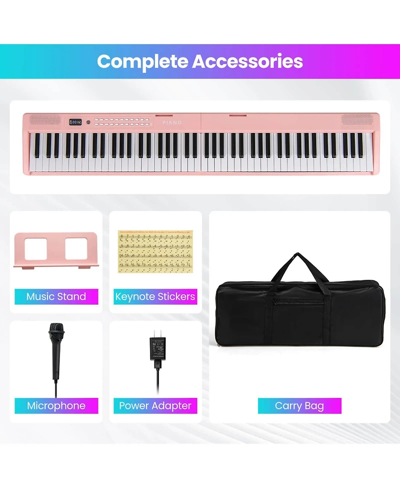 88 Key Folding Piano Keyboard with Wireless Midi Dual Speakers 1000 Timbres
