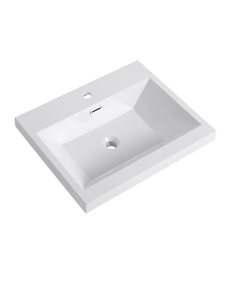 Sillysis Modern Resin Bathroom Sink Top, Rectangular Above Counter Basin, Durable Easy Clean Vanity Sink