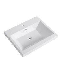 Sillysis Modern Resin Bathroom Sink Top, Rectangular Above Counter Basin, Durable Easy Clean Vanity Sink