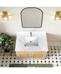 Sillysis Quartz Bathroom Vanity Top with Undermount Sink, Carrara Style, 4" Backsplash, 1 Faucet Hole, 31/37/43 Inch