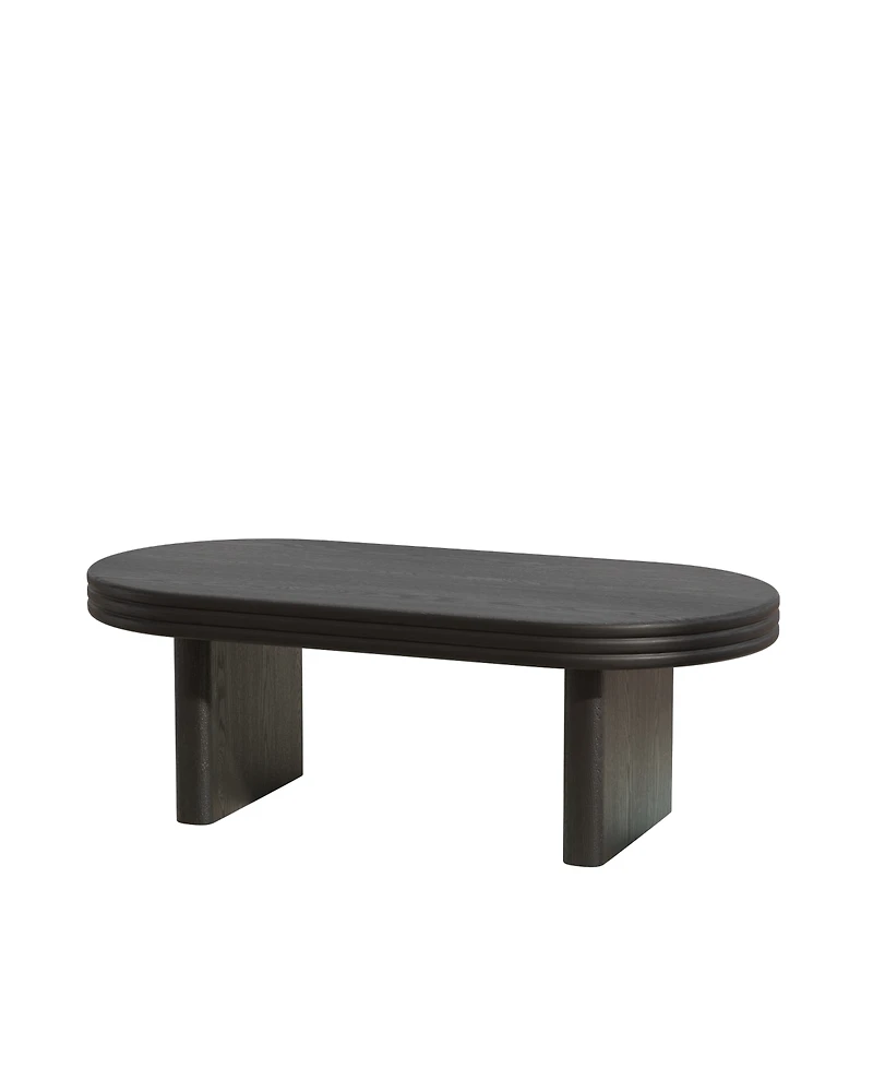 Rainsken Farmhouse Coffee Table, 47" Wooden Oval Accent Center Table with Thick Base, Modern Low Tea for Living Room, Apartments