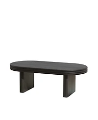Rainsken Farmhouse Coffee Table, 47" Wooden Oval Accent Center Table with Thick Base, Modern Low Tea for Living Room, Apartments