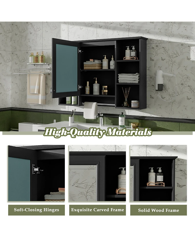 Midola 42 inch Wall Mounted Medicine Cabinet with Adjustable Shelf and Soft Close Door, High-Define Mirror with Storage for Bathroom Vanity
